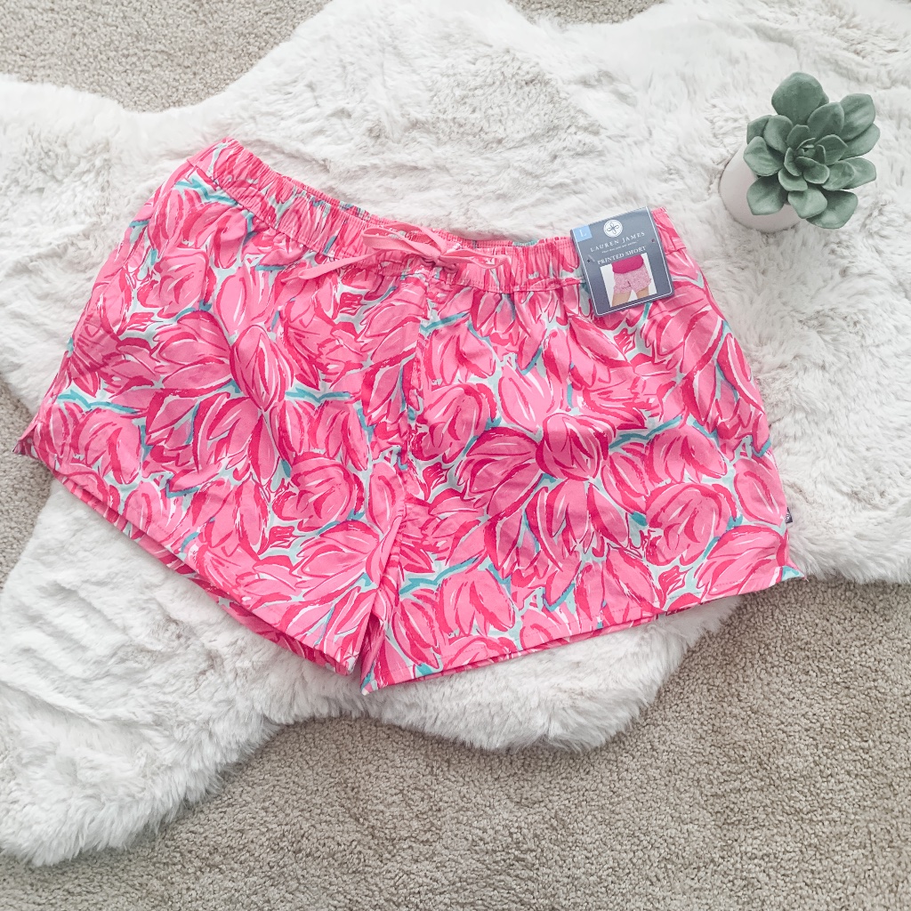 Nwt Lauren James Pink/Turquoise Floral Wet Shorts